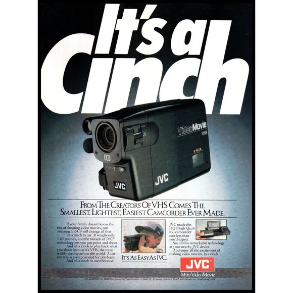 1987 JVC Mini VideoMovie Camera Camcorder Vintage Print Ad 90s Tech Wall Art - Picture 1 of 1